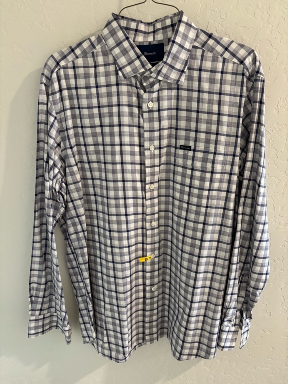 Faconnable Men’s Long-Sleeve Plaid Button-Down Shirt - White, Blue & Gray